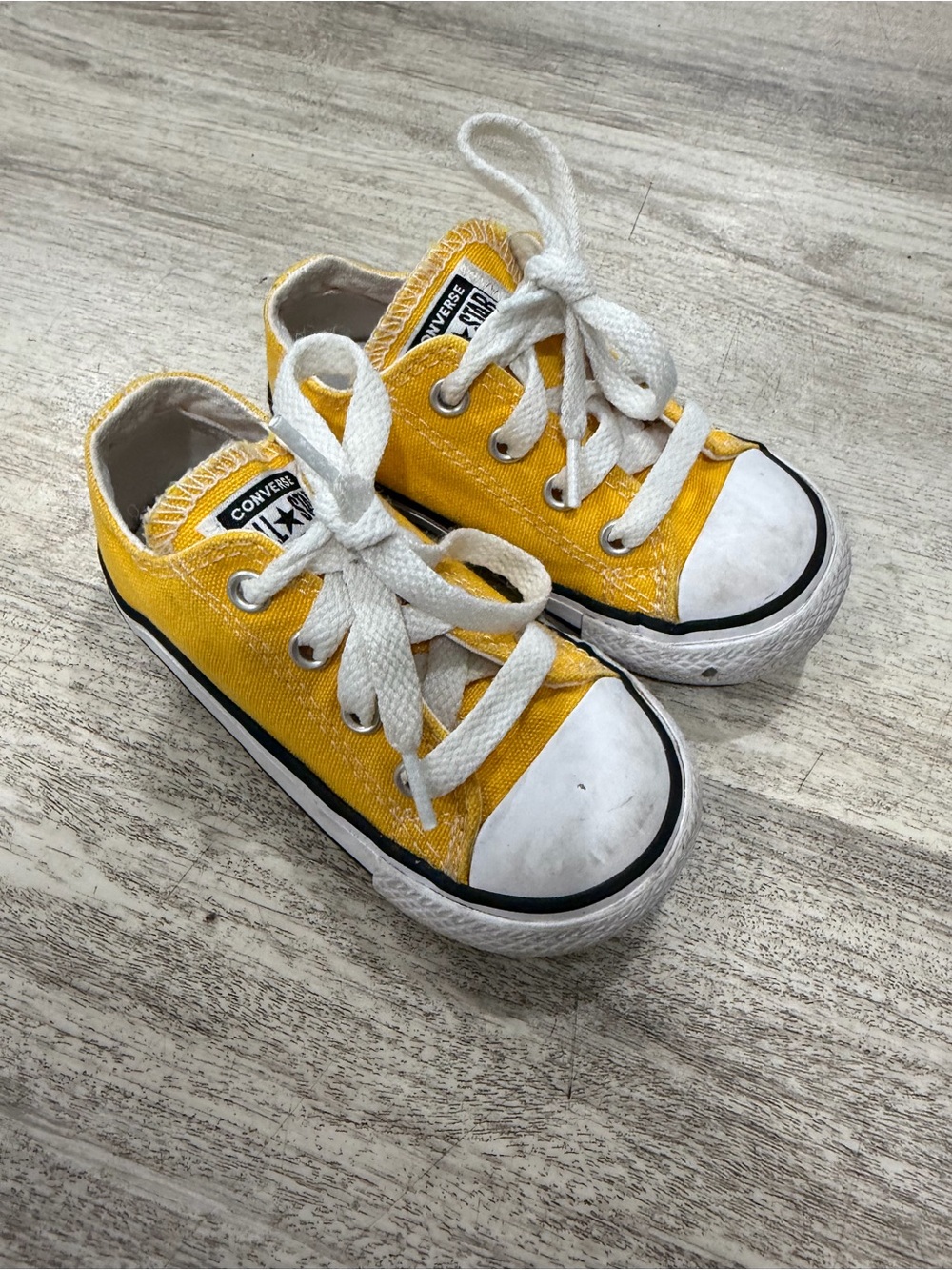 Converse Kids Yellow Canvas Low-Top Sneakers with White Accents